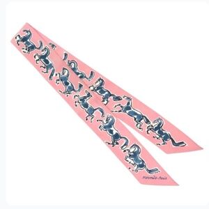 Hermès—Pink & Blue Horse Print Twilly